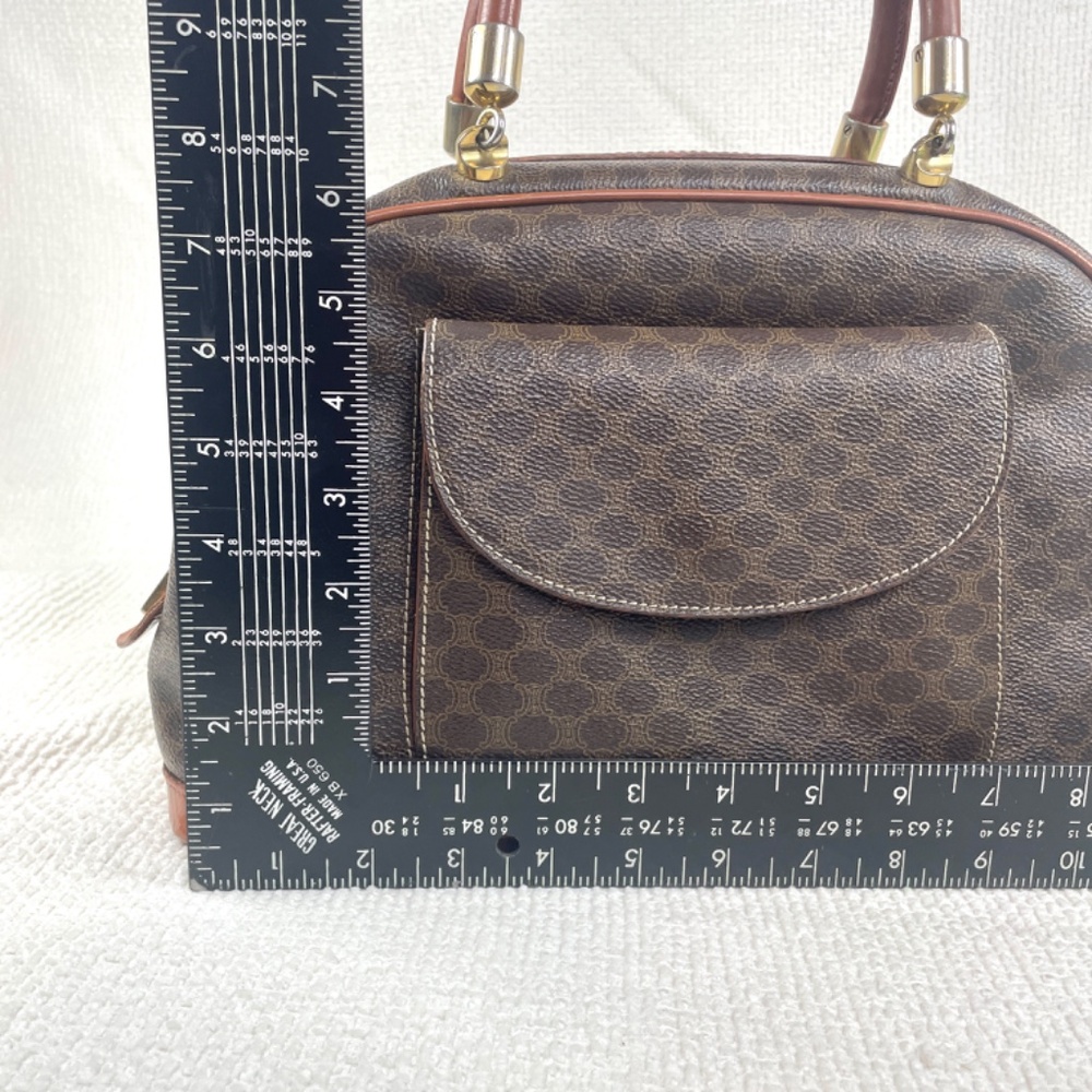 CELINE PARIS STUNNING VTG Macadam Brown Dome Satchel MC99/1 GUC W/COA - Picture 13 of 16